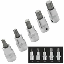 Bluespot 5pc Torx Bit Socket Set T45 - T70 1/2" Drive Male Star Sockets 01505