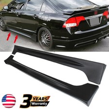 Fits For 2006-2011 07 Honda Civic Mugen Rr Pp Style Side Skirts Unpainted Black