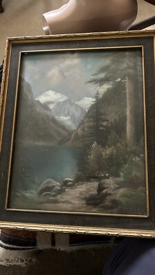 VINTAGE Early 1900s H. Hamblin Pastel Painting Lake Louise?  Impressionist Frame