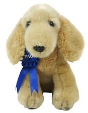 FAO Schwarz Golden Retriever Puppy Dog 9" Plush Realistic Ribbon Stuffed Animal