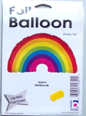 Oaktree Betallic großer geformter Helium Folienballon 36'' / 91,5 cm Regenbogen