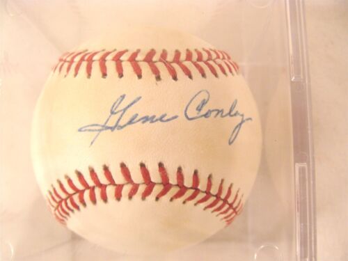 Original signierter Gene Conley Rawlings Baseball mit Etui - Bild 1 von 4