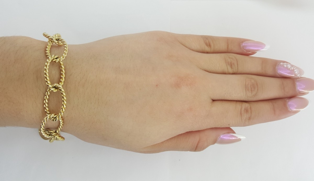 Tiffany & Co. 18k Yellow Gold Braided Oval Link Bracelet 28.8