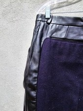 NWT Celine Phobe Philo Blue Navy Wool Leather Pants 2011 42 RARE