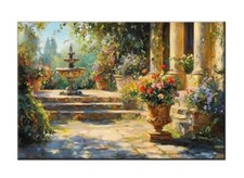 Beautiful Garden Oil Painting Printed On Canvas,Home Living Room Wall Art Decor