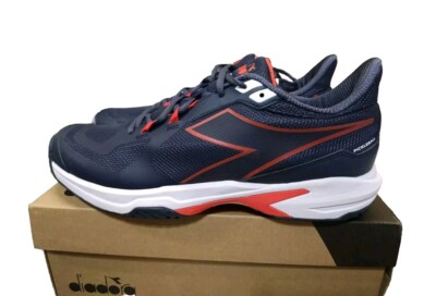DIADORA Men's Trofeo 2 AG PKL Blue Corsair/White/Fiery Tennis Shoes
