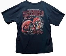 Gildan Ultra Cotton Hammerhead Freds Graphic Tee L Black Motorcycle Design STAIN