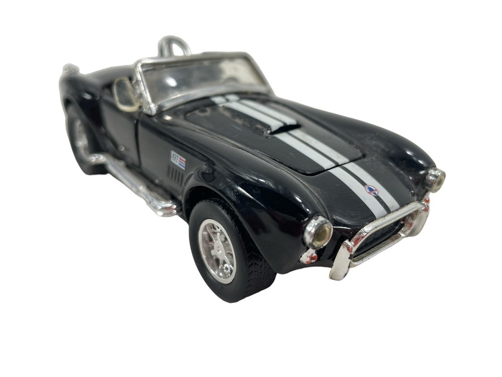 Shelby Cobra 427 Ford Replica 1/34 Scale Black Diecast Model Car Racing Stripe