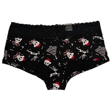 NWT TORRID Boyshort Pantie Sz 0X-1X-2X-3X-4X Black Santa Skulls Dogs Lace Jersey