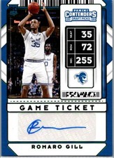 2020-21 Contenders Draft Game Ticket Green Foil Auto RC #104 Romaro Gill