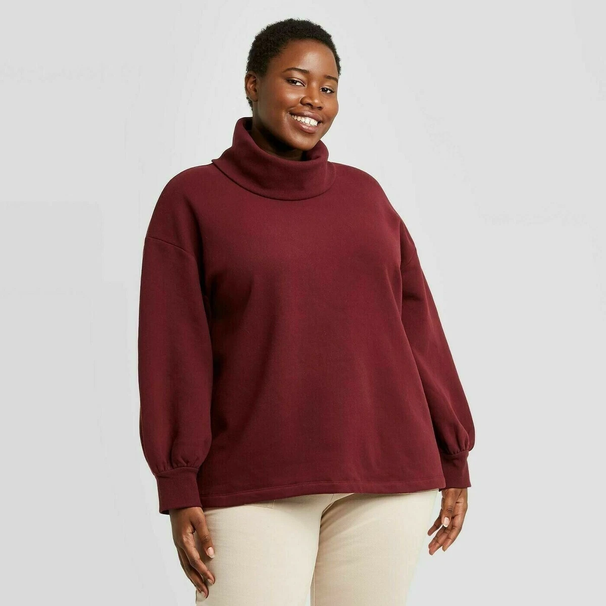 Plus size funnel neck hot sale sweatshirt