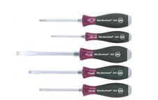 Wiha 29138 5 Piece MicroFinish® Slotted & Phillips Screwdriver Set -Striking Cap