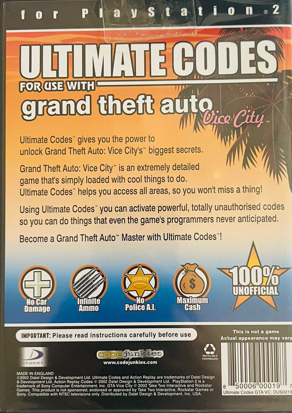 Grand Theft Auto: Vice City Stories Cheat Codes for PS2