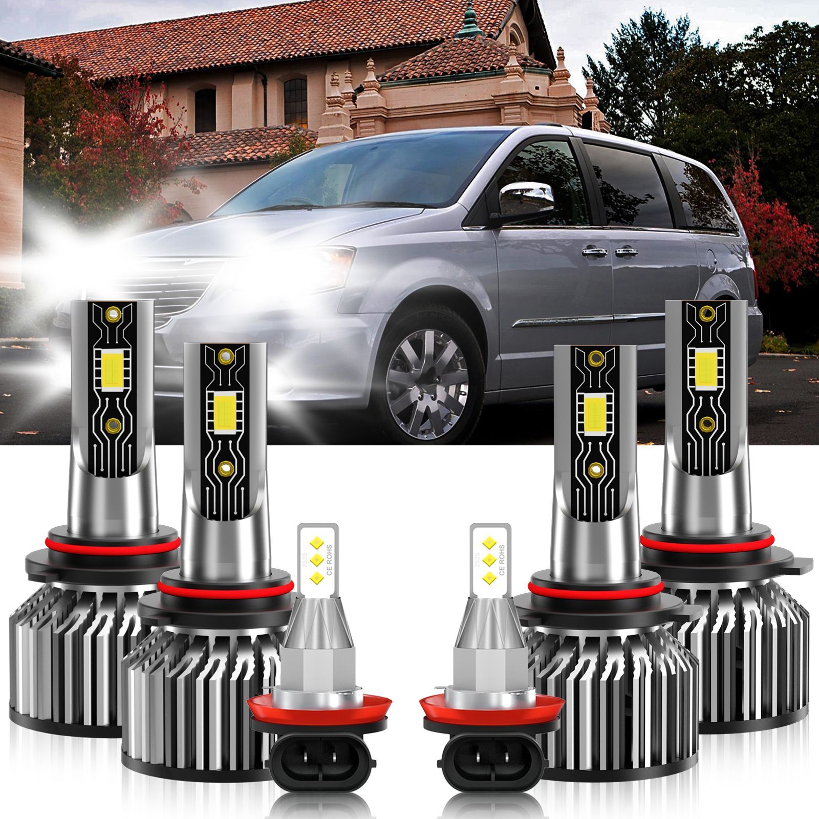 For Chrysler Voyager 2020-2020 6x LED Headlight+Fog Light Bulb Combo 6500K White