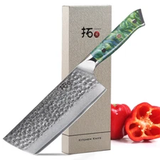 TURWHO 7in Nakiri Knife Japan VG10 Damascus Steel Chef Kitchen Knife ResinHandle