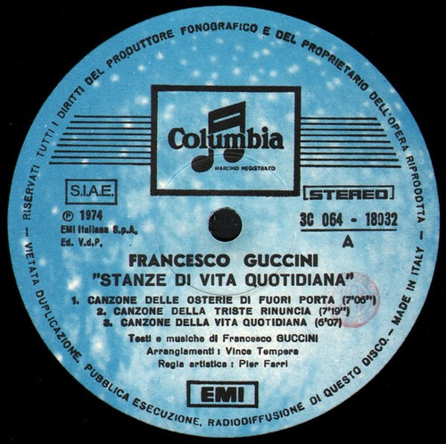 Francesco Guccini –Stanze Di Vita Quotidiana - 12" LP 33 rpm - 1974 EX 1st Press - Foto 3 di 6