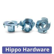 M8 (8mm) Four Pronged T Nuts Threaded Inserts Captive for Wood Furniture