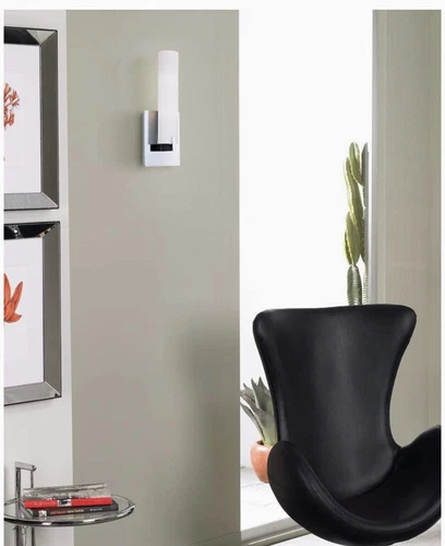 George Kovacs Chrome Tube Light Bath Wall Sconce -Etched Opal Glass P5040-077 - Picture 9 of 9