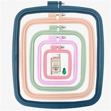 StitchMaster Square Embroidery Hoops Set - 5Pcs ABS Plastic Frames for Sewing, N
