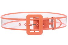 Women's 2" Wide Color-Trimmed Patent Leather Transparent Jelly Clear Belt