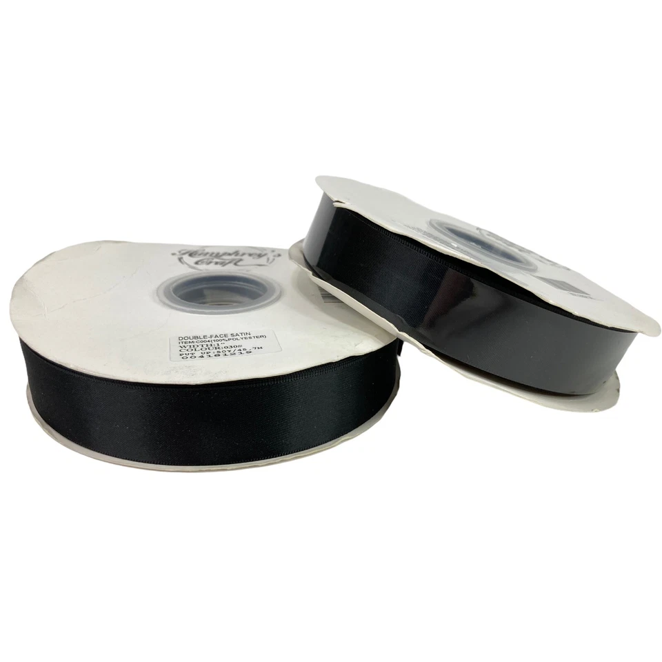 Humphreys Craft 2-PACK 1 Inch Black Double Face Satin Ribbon 50Y ea. (100 YARDS) - Image 2 of 4