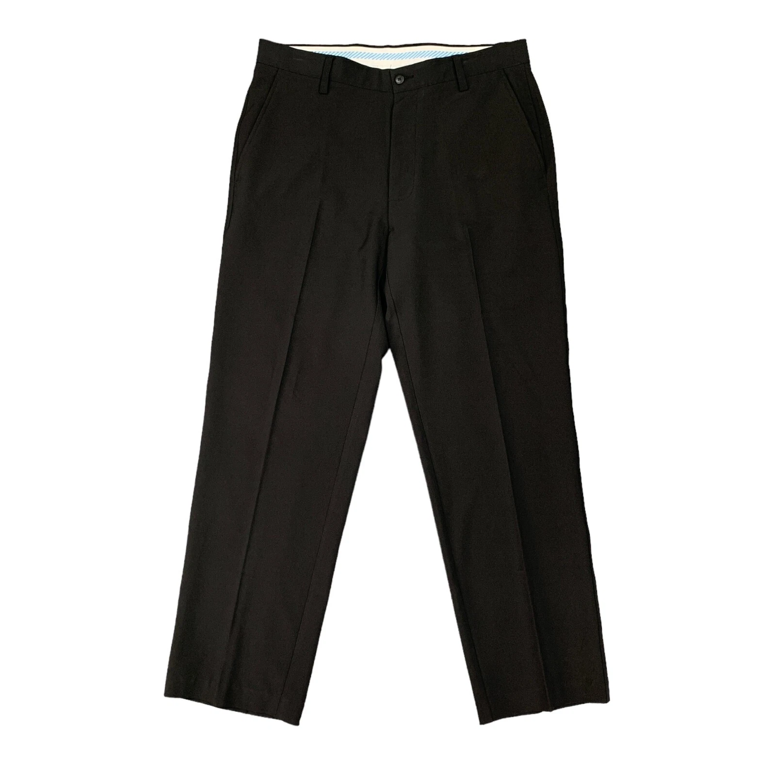 FootJoy Pants Mens 34 Black Flat Front Straight Fit Button Stretch Travel Dress