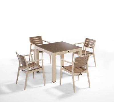5pc Set Indoor Outdoor Patio Dining Heavy Plastic Furniture - REGNUM