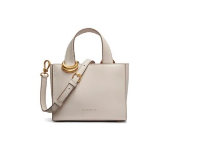 Donna Karan NY Hewlett leather mini tote women's crossbody + Dust bag SAND