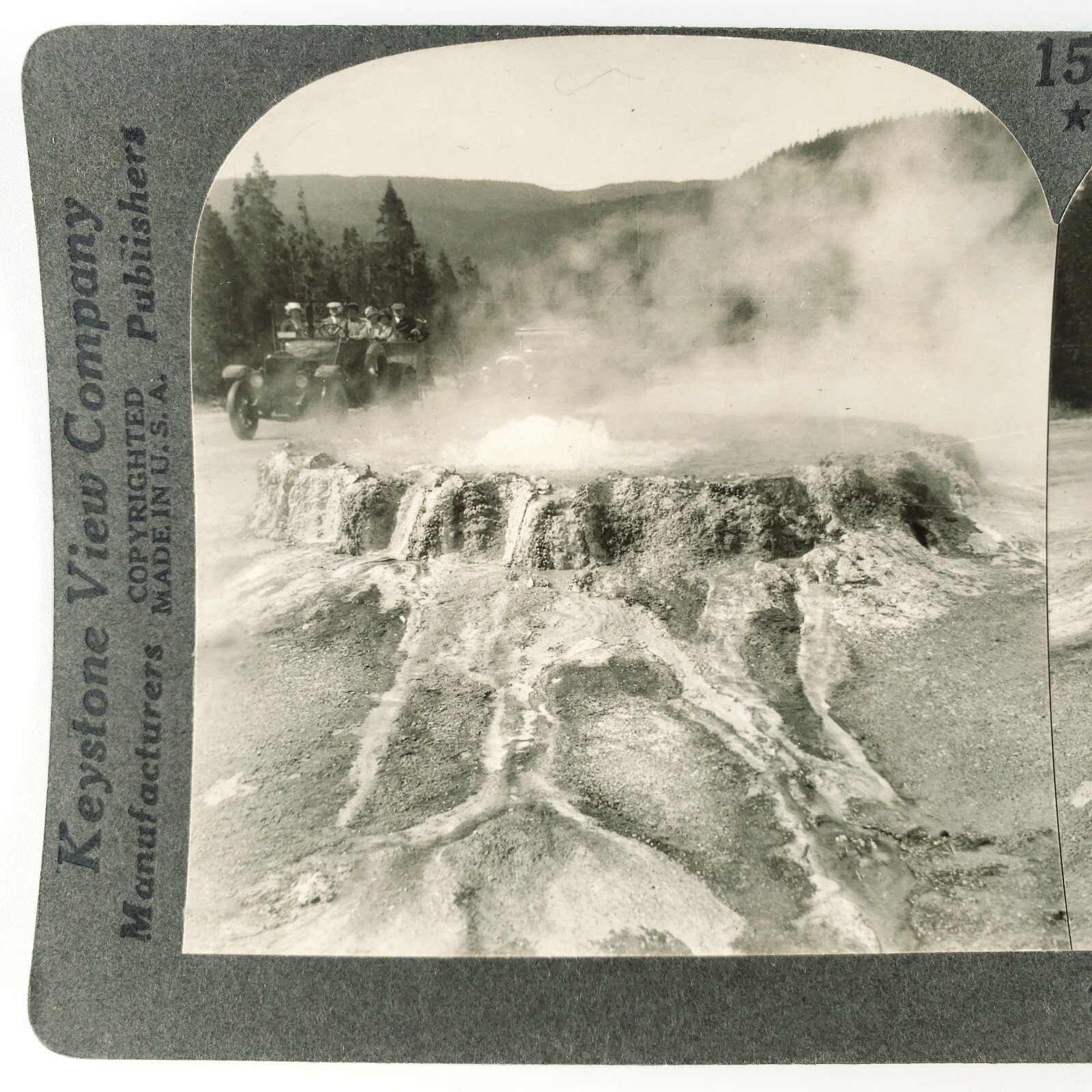 Yellowstone Punch Bowl Spring Stereoview 1920s Keystone Upper Geyser