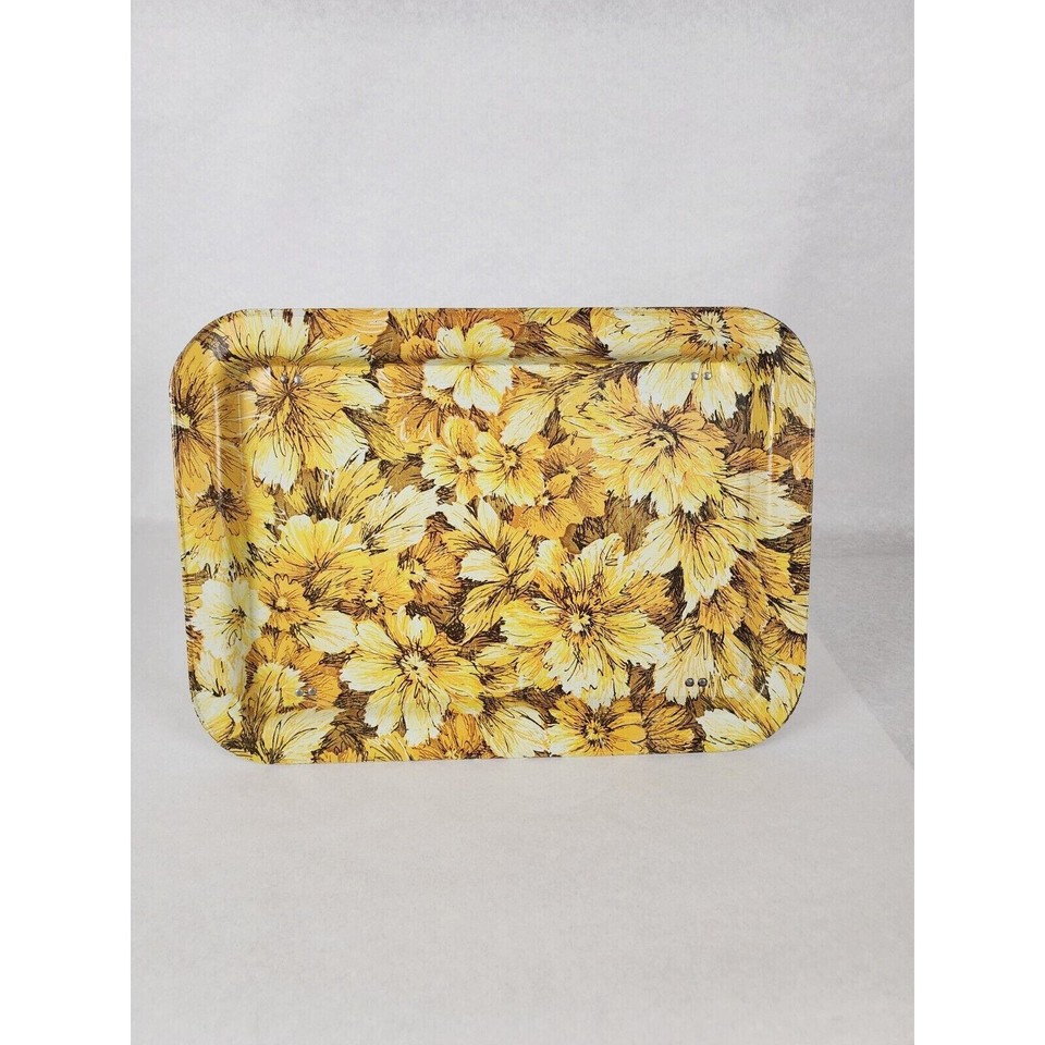 Vintage Serving TV Tray Metal Fold Legs Fall Flower Colors 70s eBay