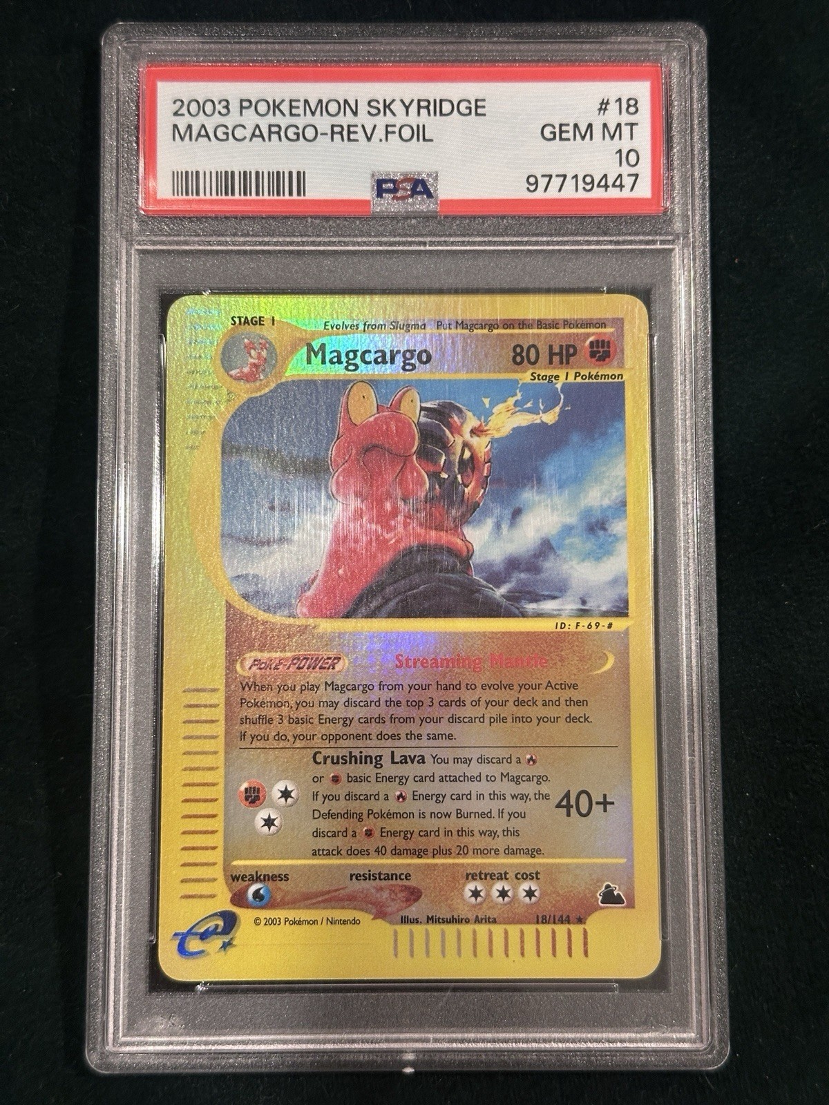 2003 Skyridge Magcargo 18 Reverse Foil PSA 10