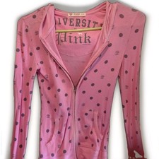 Victoria s Secret Pink Sequin Y2K Vintage Pink UNIVERSITY Hoodie Small NWT