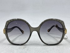 Chloe Women's Grey Smoke Round Scalloped Sunglasses Gold Clover CE749S 56mm