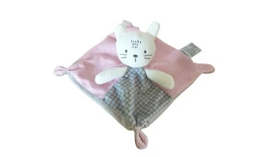 Doudou chat plat rose gris - Mots d'Enfants - Photo 1/2