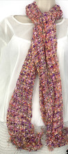 Pink Purple Multicolor Scarf Shawl Gold Sparkle Metallic Knit 17x68"