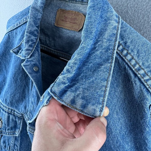 Vintage Levis Jacket Mens Large Blue Denim Trucker Type 3 80s Made in USA by Levi's, Size L, $49.99 - Photo 11