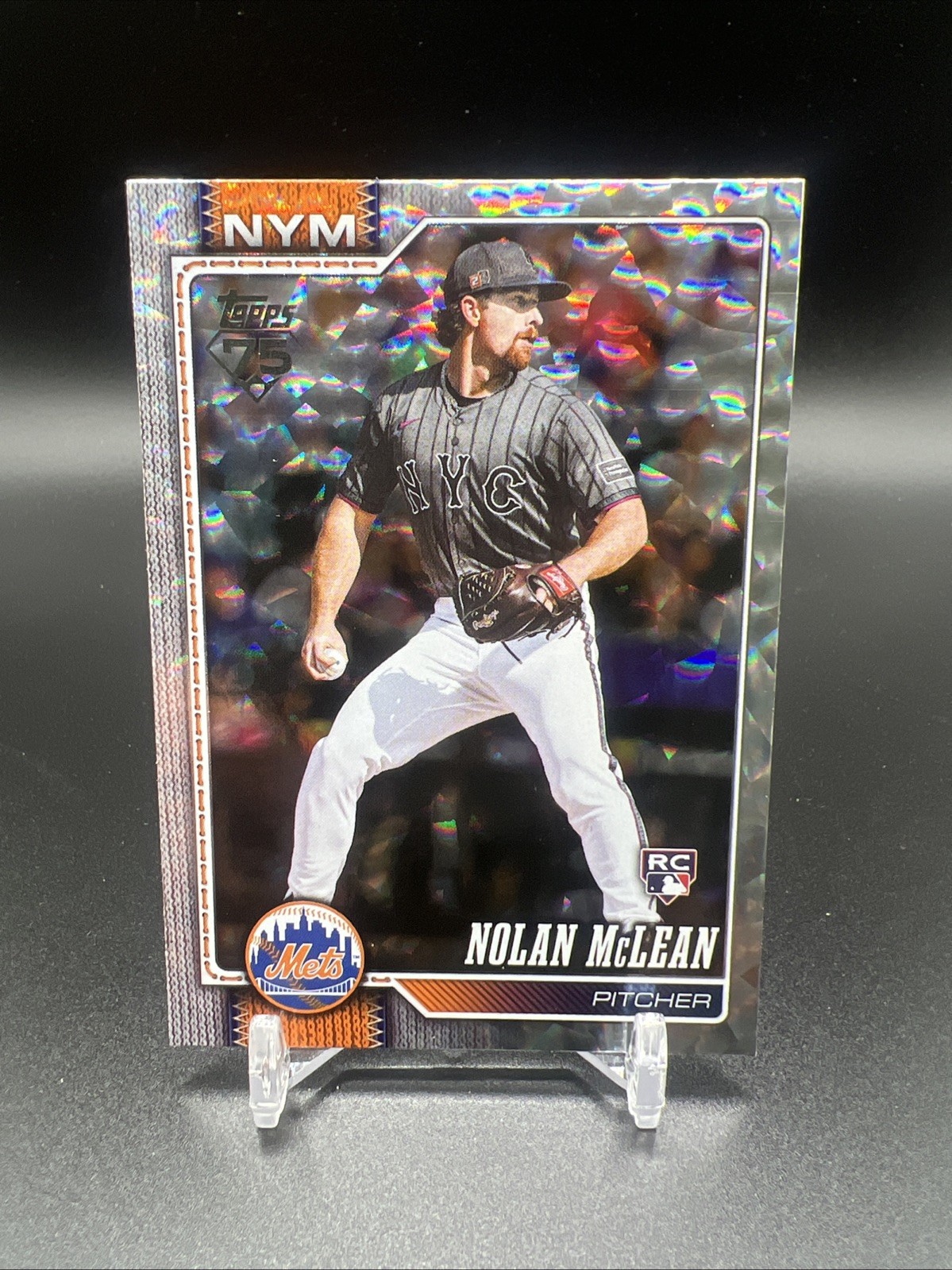 2026 Topps Series 1 Nolan McLean #214 Silver Crackleboard foil RC Mets