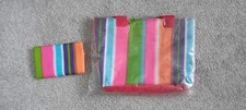 Striped Summer Beach Bag with Red Handles  and Matching Zipped Purse Brand New