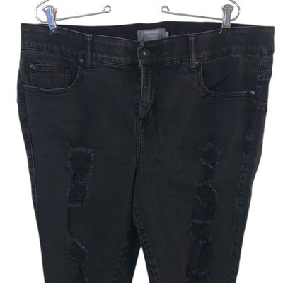 Torrid Feel The Fit Premium Stretch Bombshell Skinny Jeans Black Distressed 16R