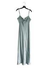 Reformation Brie Silk Slip Maxi Dress Womens 12 Aqua Marine Blue Holiday NWT