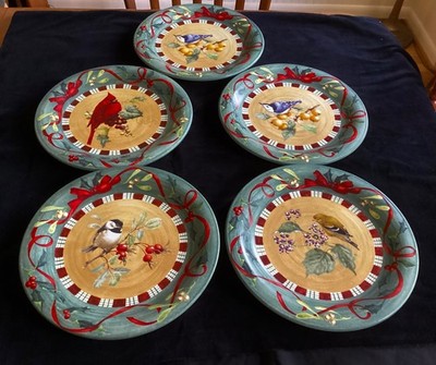 (5) LENOX- Winter Greetings - Everyday-10.75 -Dinner Plates-Christmas Birds