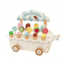Wooden Ice Cream Cart Painted Wheeled Ice Cream Cart Rolling