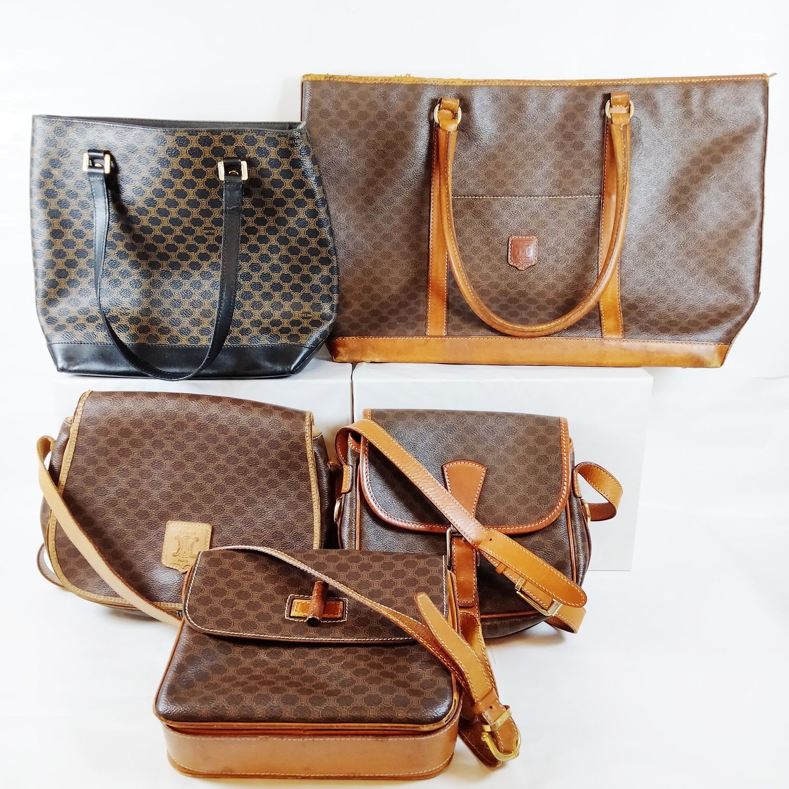 Celine Shoulder Bag Tote Bag 5 set Brown PVC 1026751