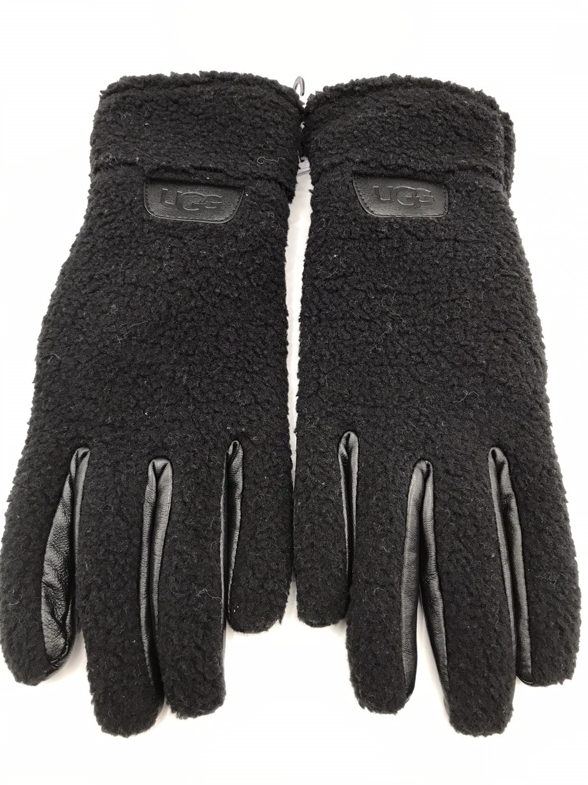 MEN'S BLACK UGG SHERPA/ FAUX FUR LINED GLOVE TOUCH SCREEN COMPATIBLE LARGE NWT