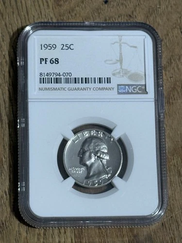 1959 Washington Quarter Proof NGC PF 68 PR68 Gem Silver Coin 25C