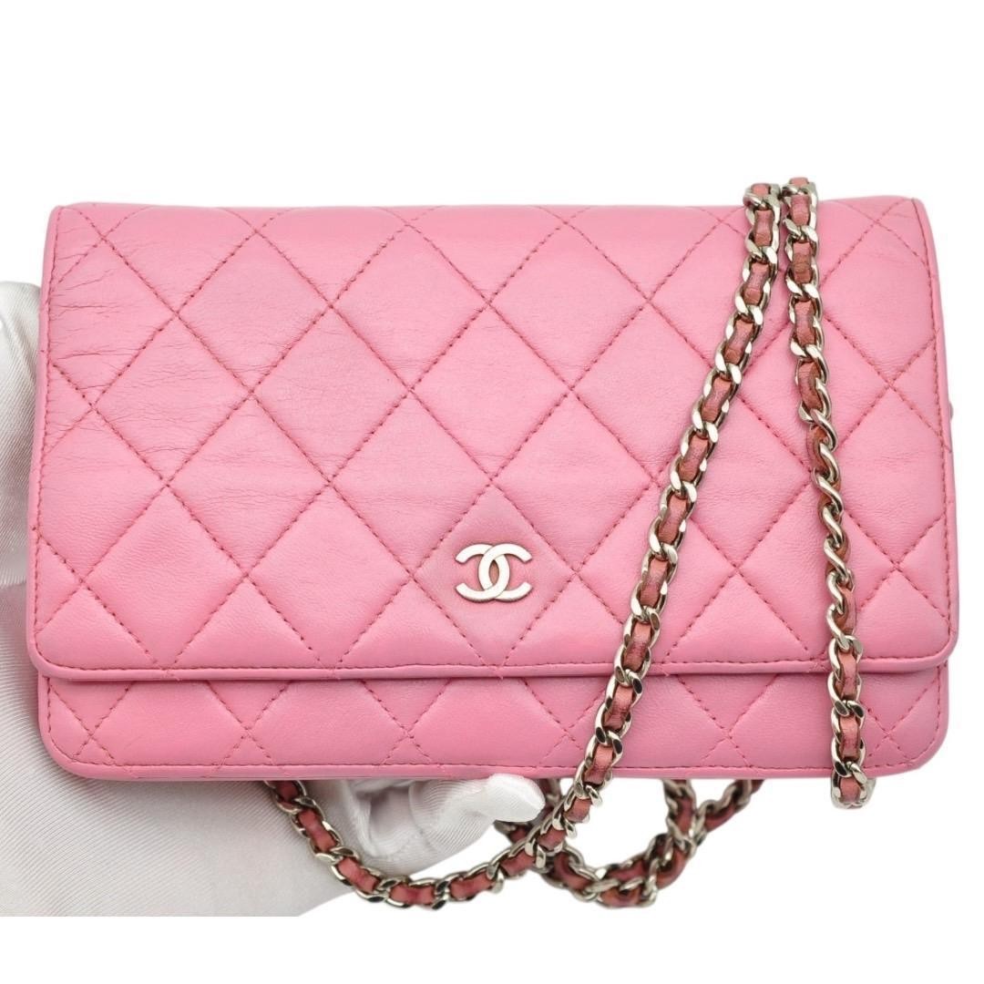 CHANEL Matelass Chain Wallet Shoulder Bag Pink B00002
