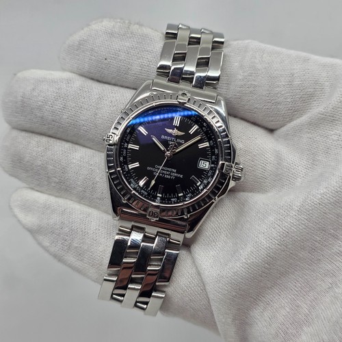 Breitling Wings Automatic 38 Black Dial Windrider Bracelet Steel A10350