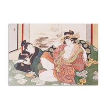 Japanisches Shunga Wandbild auf Hartschaumplatte | Traditionelles Poster 30x42cm