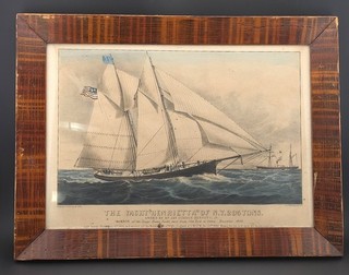 Currier & Ives Original Lithograph “The Yacht Henrietta N.Y.” Framed Sm. Folio