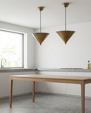 PAIR of Soho Home 'Dam' Brass Pendant Lights / Uplighters - 42cm Diameter
